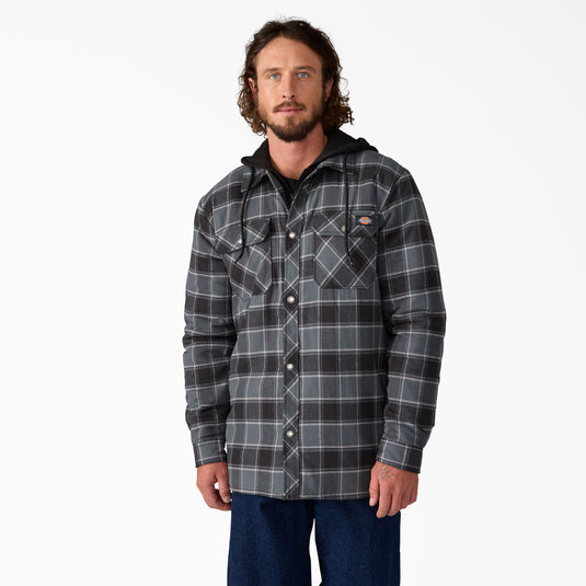 Dickies TJ211 Flannel Hood Shirt Jacket - Charcoal - Front