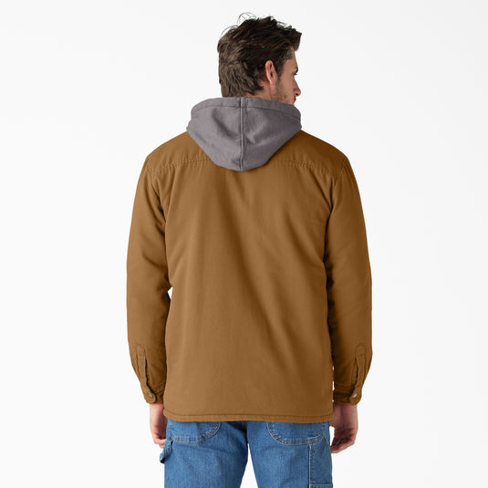 Dickies Duck Hooded Shirt Jacket - Brown Duck - Back