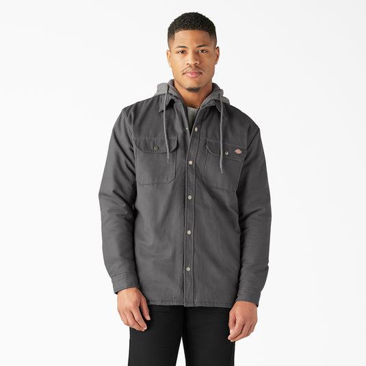 Dickies Duck Hooded Shirt Jacket - Slate Gray