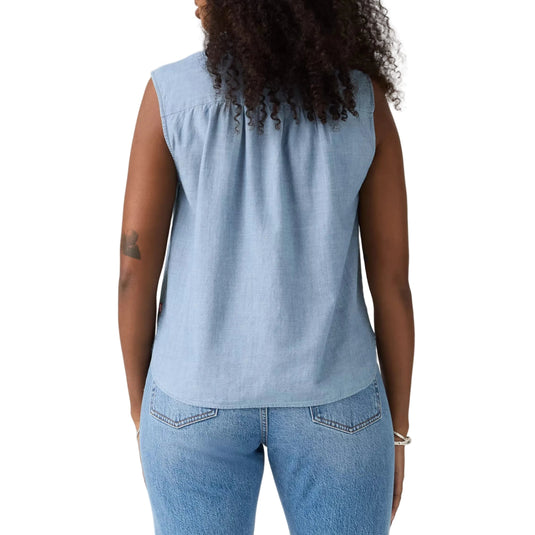 The back of a Levi's Women's Londyn Short Sleeve Popover sleeveless top features an easy relaxed fit.