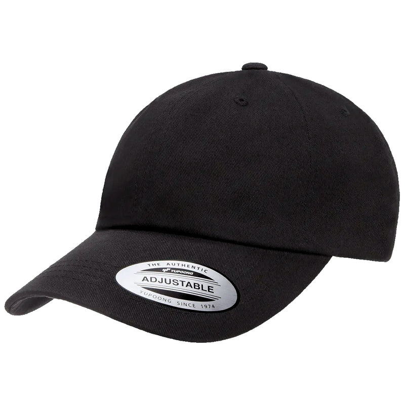 Load image into Gallery viewer, Black baseball cap with pre-curved visor 
