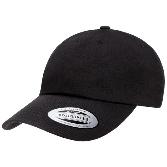 Black baseball cap with pre-curved visor 