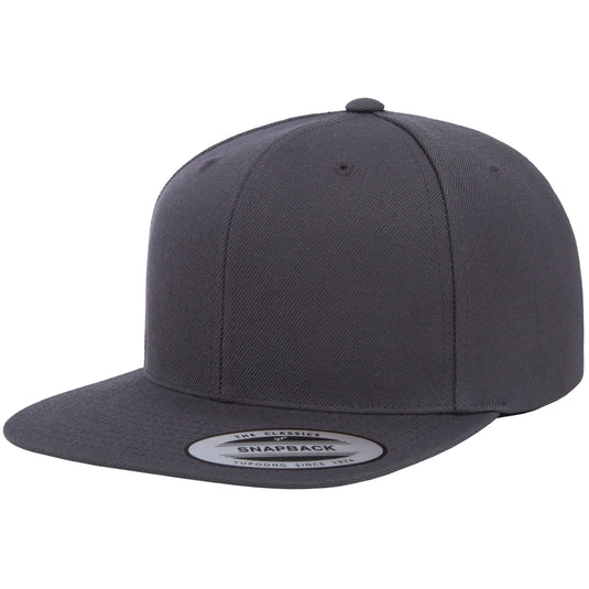 Dark charcoal gray 6-panel snapback cap 