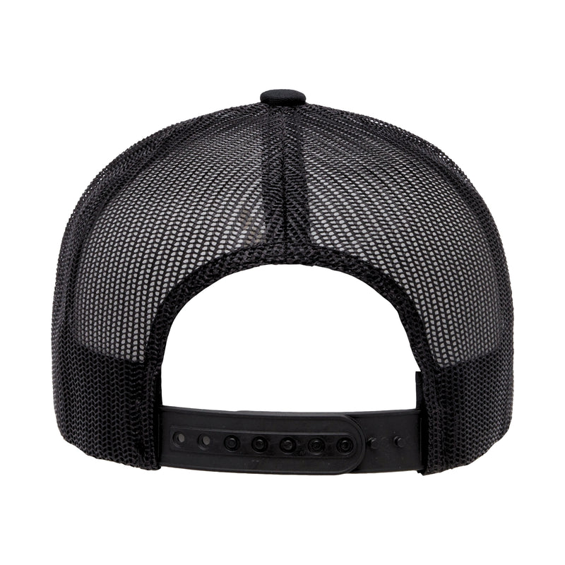 Load image into Gallery viewer, Black mesh cap with a black adjustable plastic strap
