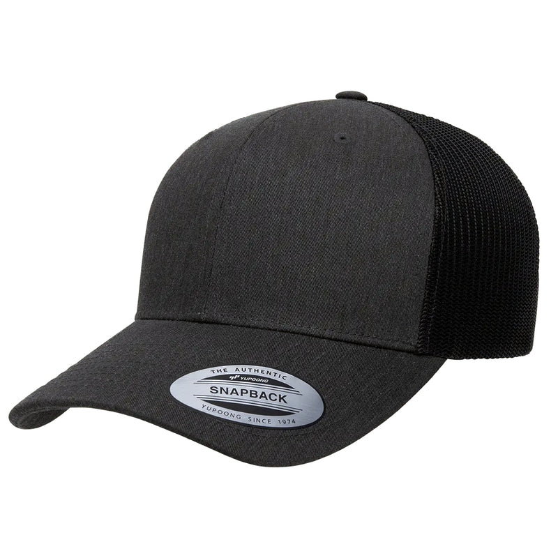 Load image into Gallery viewer, charcoal gray trucker mesh cap with black mesh back panels
