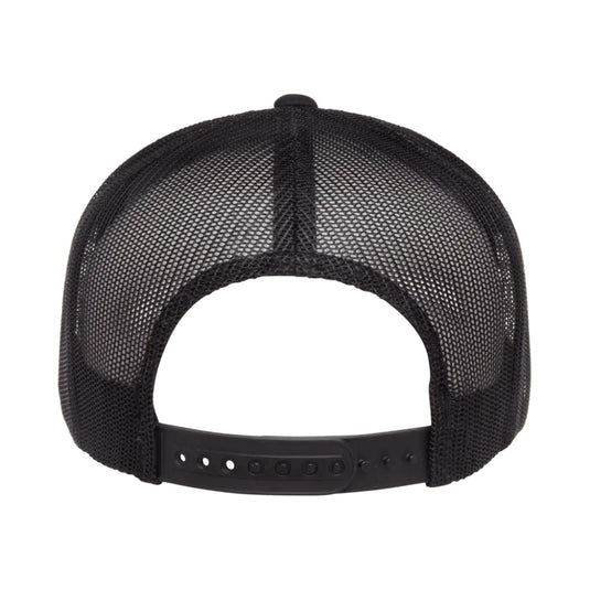 Black mesh cap with black plastic adjustable snap