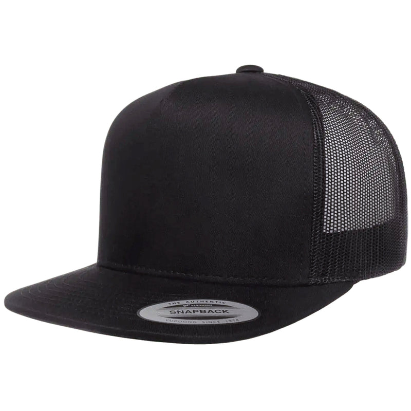 Load image into Gallery viewer, Black trucker cap with black mesh back
