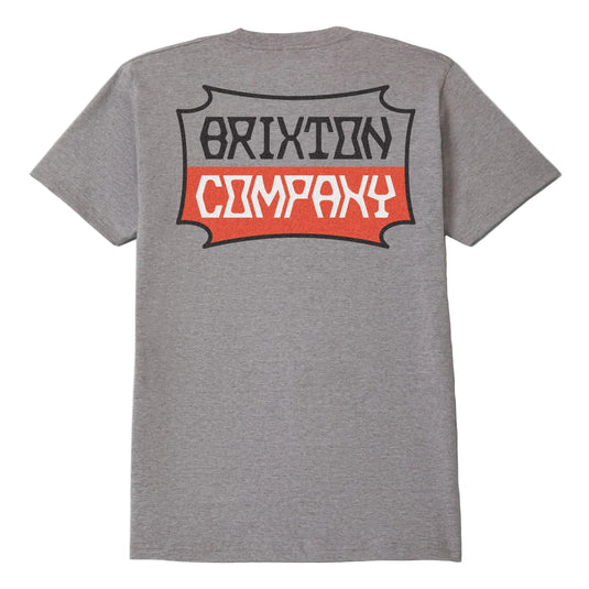 Gray t-shirt with Brixton Company logo on the back