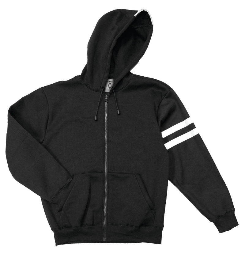 Load image into Gallery viewer, Kishigo JS135 Class 3 Premium 2-in-1 Jacket - black liner hoodie with reflective stripe on sleeve
