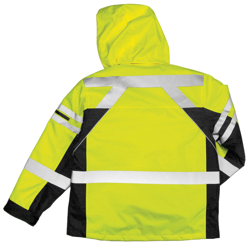 Load image into Gallery viewer, Kishigo JS135 Class 3 Premium 2-in-1 Jacket - Lime back flat
