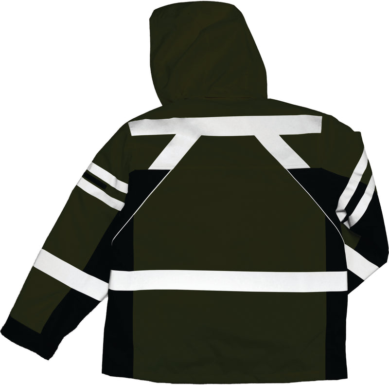 Load image into Gallery viewer, Kishigo JS135 Class 3 Premium 2-in-1 Jacket - Lime at night reflective stripes
