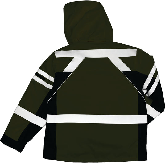 Kishigo JS135 Class 3 Premium 2-in-1 Jacket - Lime at night reflective stripes