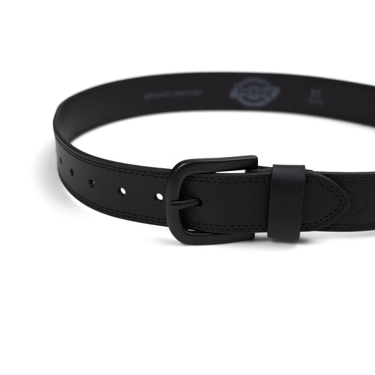 Dickies Double Row Stitched Leather Belt - Black