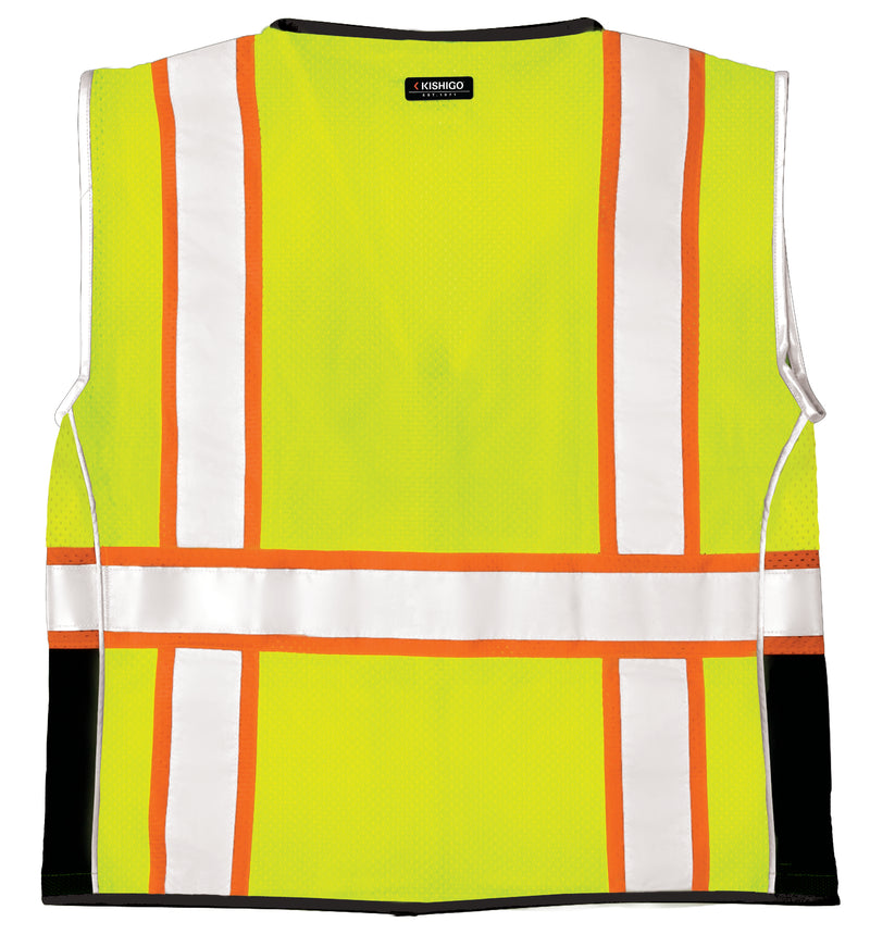 Load image into Gallery viewer, Kishigo 1513 Premium Black Series Heavy Duty Class 2 Vest - lime back
