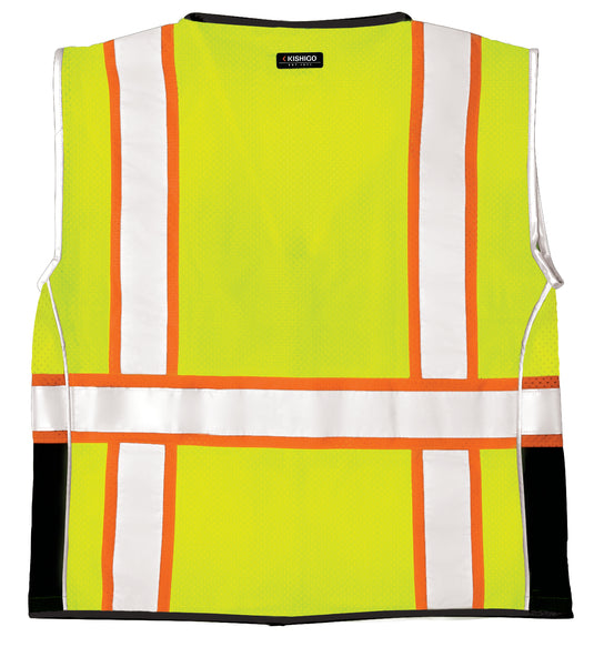 Kishigo 1513 Premium Black Series Heavy Duty Class 2 Vest - lime back