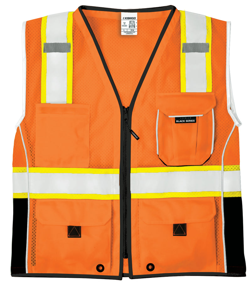 Load image into Gallery viewer, Kishigo 1514 Premium Black Series Heavy Duty Class 2 Vest - orange front
