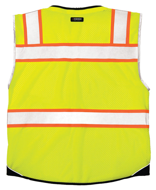 Kishigo 1515 Black Series Black Bottom Vest - lime back