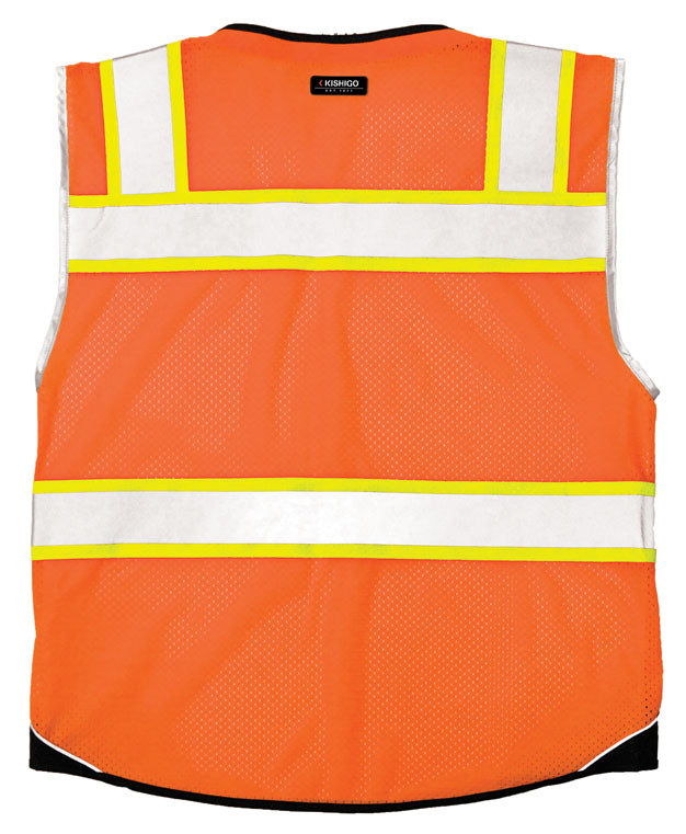 Load image into Gallery viewer, Kishigo 1516 Black Bottom Vest - Orange - Back
