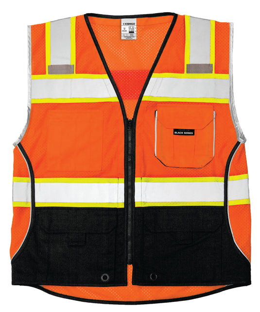 Kishigo 1516 Black Series Black Bottom Vest - orange front