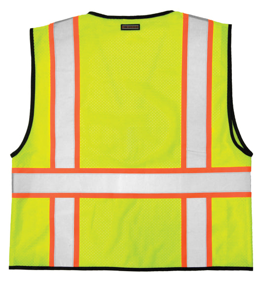 Kishigo 1527 Single Pocket Contrasting Mesh Vest - lime back flat