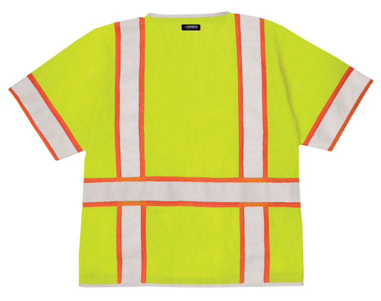 Load image into Gallery viewer, Kishigo 1550 Brilliant S/S Mesh Vest - Lime - Back
