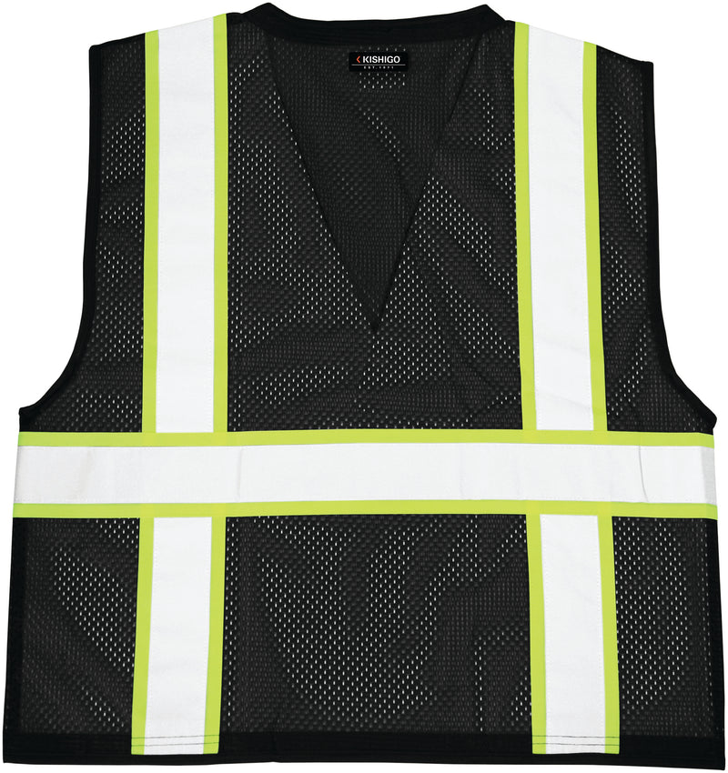 Load image into Gallery viewer, The back of a B100 Kishigo enhanced visibility black vest 
