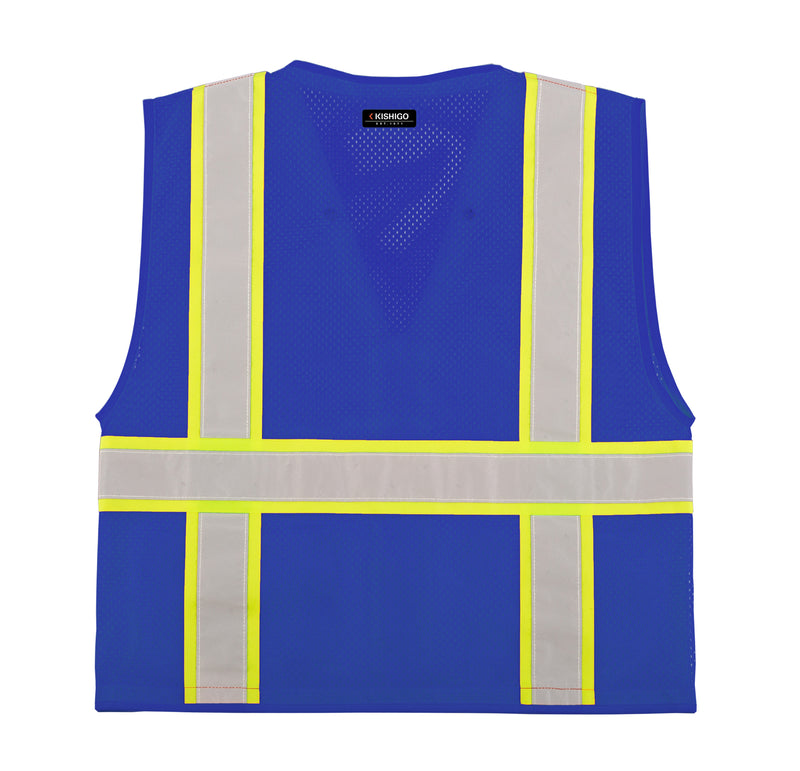 Load image into Gallery viewer, Kishigo B102 Enhanced Visibility Professional Utility Vest - Non ANSI - blue back flat
