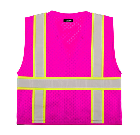 Kishigo B107 Pink EV Utility Vest - Enhanced Visibility Professional Utility Vest - back flat